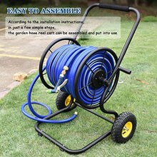 Hose Reel Cart Water Hose Cart with Wheels Heavy Duty Outdoor Hose Cart, Garden Hose Reel with Rollers, Hand-Push Water Pipe Storage Holder, Lawn Tools12.5mm*17mm, Black-dn15-Hose Cart+90m Pipe