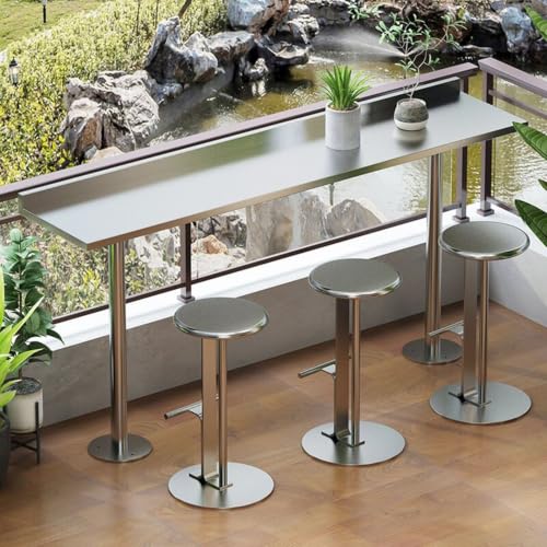 Stainless Steel Industrial Patio Bar Table Rectangle Height Dining Tables