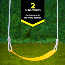 Sportspower Augusta Wooden Swing Set with Slide Yellow/Blue