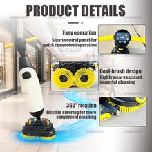 zhenmaster Advanced Cordless Floor Washer Dual-Brush Deep Cleaning Technology with Adjustable Pressure Control for Grout, Epoxy Floors and Industrial Workshop Applications(Gray)
