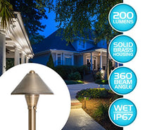 Westgate LED Pathway Lights - 12 Volt LED Mushroom Landscape Lighting - Solid Brass - Dark Bronze Finish - 3 Watts - 3000K - All Accessories Included