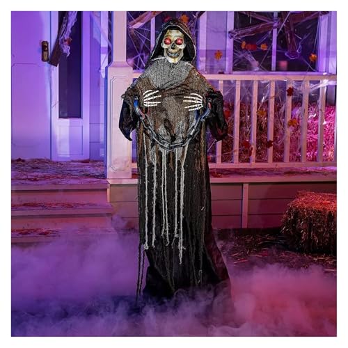 ASDJKL Holiday Decoration 67" Halloween Decorations Life Size Animatronics Grim Reaper with Chain, Sound-Actived Halloween Party Decoration with Sound Halloween Decorations