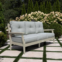 highwood Lehigh Deep Seating Sofa, with Sunbrella Cushions in Canvas Seasalt, Whitewash Frame