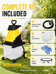 DUXMM Electric Wood Chipper Shredder with Reversible Blade Technology 10m-PowerCord