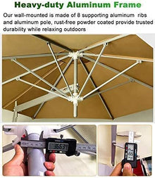 RWGOVLU Outdoor Round Wall Mounted Parasol, Patio Garden Balcony Yard Umbrella, Tilting Sunshade Wall Umbrella with Aluminium Frame