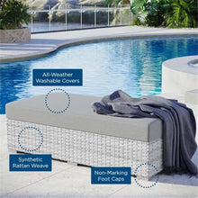 Modway Convene Outdoor Patio Rectangular Ottoman in Light Gray Gray
