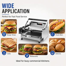 Stainless Steel Countertop Bun Grill Press, Commercial Double-layer Burger Bun Toaster, 0-3 Min Timer, 0-300°c Temp Control, With Nonstick Heating Plates, Adjustable 2-4 Cm Plate Gap