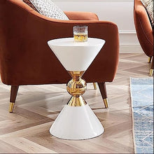 CHICKEN Couch End Table Accent End Table with Hourglass Shape, Sofa Table Small Round Side Tables, Outdoor & Indoor Snack Table, Accent Coffee Table Corner Tables for Living Room (Color : White)