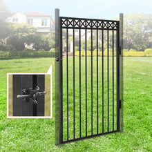 Fencer Wire Heavy Duty Flat Top X-Pattern Decorative Fence Gate, 6FT Height x 4FT Width Outdoor Fence Gate, Outdoor Anti-Rust Metal Steel Gate for Fencing Barrier, Garden Gate with Gate Lock