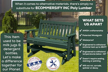Amish Craftsmanship Made in USA 3-Person 5FT Plastic Poly Lumber Wood Glider Premium Colors HDPE with No wood fibers Memorial Patio Porch Glider Mission Series English design 1000 lbs Limit