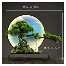 Fake Plants 17 Inches Artificial Bonsai Tree,LED Warm Light Ring Faux Ornaments,Fake Tree for Decoration Desktop Display（with Cleaning Brush） Bonsai Tree (Color : 1)