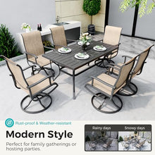 Pamapic 7-Piece Patio Dining Furniture Set with Swivel Chairs, Outdoor Table & 6 Textilene Chairs for Garden, Backyard, Pool, Deck, Beige