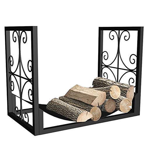 TBLOTYD Medium 2ft Firewood Storage Rack Holder,Indoor/Outdoor/Farmhouse Heavy Duty Wood Holder Stand,Iron Black Finish Lumber Storage Holder,60x35x45cm
