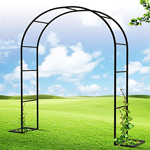 OREKPOT Metal Garden Arch,Rack Plants Flower Rose Climbing Support Stand, Wedding Arch for Roses, Climbers, Fruit, Archway, with Base，1.4 * 2.3m