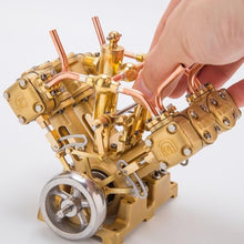 YounggDiy RW-V4 Mini Steam Engine That Runs, Double Cylinder Reciprocating for 90-150cm Steamships, Forward and Reverse Rotation (Boiler Not Included)