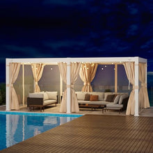 COSIEST 10'x20' Outdoor Louvered Pergola with Adjustable Roof, Netting & Curtains, Hardtop Gazebo Sun Shade White