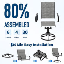 Garvee Patio Swivel Chair Set of 8 Outdoor Dining Chair Padded Mesh Grey