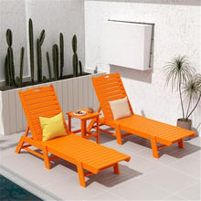 Costaelm Paradise 3-Piece Set Adjustable Adirondack Chaise Lounges with Side Table Orange