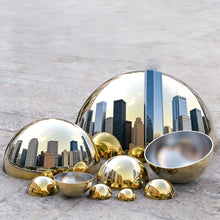 YDJIANCAI 1 Pcs Gold Half Sphere Stainless Steel Garden Mirror Globe - Hollow Hemisphere Ball Gazing Ball Half for Garden Gate Stair Handrails Pool Shopping Mall Wall Decoration(Size:23.62in/60cm)