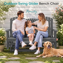 SERWALL 3 Seat Porch Glider Bench with Cup Holdersi and Pad Placement,Gray