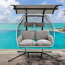 KJLYLPP Outdoor Balcony Rocking Chair, 2-Person Outdoor Patio Swing Chair, Simple Waterproof Sunscreen Courtyard Hanging Sunshade, for Garden, Balcony, Backyard