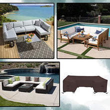 Patio U Shape Sofa Cover 18 Oz Waterproof - 100% UV & Weather Resistant Customize Outdoor Sofa Cover with Air Pockets and Drawstrap with Snug Fit (33" H x 120" W x 35" D, Coffee)