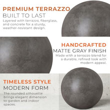 Emissary Terrazzo Gazing Ball 20 in. Matte Gray Outdoor Garden Sphere