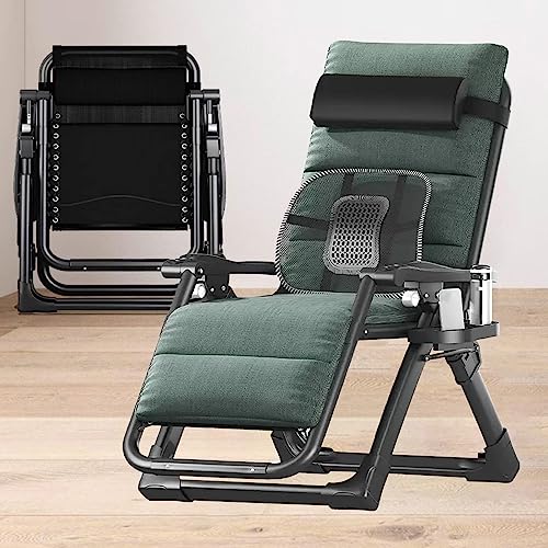KAMPCO Zero Gravity Chair, Padded Reclining Sun Lounger Summer Pool Patio Outdoors Garden Chair with Cushion, Headrest, Cup Holder