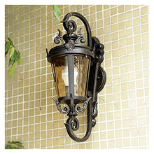 ALDEPO Wall Lamp 1-Light Outdoor Exterior Wall Down Lantern Corridor Sconce Traditional Porch Patio Lighting Fixture with One E27 Base, Water-Proof, Cast Aluminum Housing, Glass Panels (Color : XL)