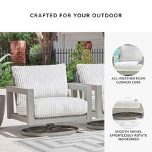 Signature Design by Ashley Moonlight View Contemporary Nuvella Weather Resistant Fabric Outdoor Swivel Chair with Zippered Removable Cushions, Light Gray & Beige