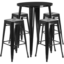EMMA + OLIVER Black 30" Round Patio Table Set with 4 Chairs