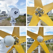 ZHOZHUT 800W-1200W Wind Turbine 12V 24V 48V Wind Turbine Generator Power Kit with MPPT Controller and 5 Yellow Blades, Pure Copper Core Wind Turbine Windmill Generator Suit for Outdoor,1000w,48V