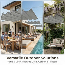 Retractable Sun Shade Sail Canopy with Sliding Track Kit for Outdoor Deck, UV Protection, Durable Wave Awnings，Breathable Wave Awning，for Pergola, Garden,Deck,and Porch(W2*L9m/W6.56*L29.53ft)
