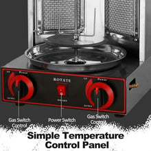 Shawarma Rotisserie, Vertical Rotisserie Oven, Grill with Drip Tray, Gas Shawarma Maker, Stainless Steel 300°C Adjustment 360° Rotating Kebab Rotisserie Oven