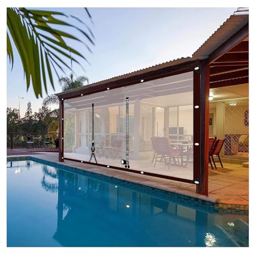 Zipper tarpaulin，PVC Tarpaulin with Zipper，Outdoor Clear Curtain with Zipper，with Eyelets,0.5mm thick，for Pergolas Patio Porches Carports Gazebos，Tarpaulin Side Panels (Size : H2.8xW10m/H9.1xW32.8ft