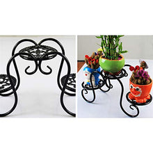 SIDUFHAOPKLL Wrought Iron Mini Plant Stand Desktop Flower Pot Holder Home Garden Indoor Display Shelf - Black