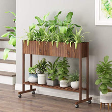 ZHOUYANB Flower Pot Display Rack Modern Wooden Stand With 2 Tiers Living Room Balcony Floor-standing Plant Pulley Garden