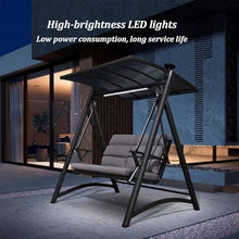 2-Seat Porch Swing with Adjustable PVC Canopy, Outdoor Patio Swing Chair with LED Light & Anti-Slip Foot Pads, High Load-Bearing Capacity, for Backyard Lawn Porch Garden