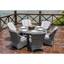 Direct Wicker Round 6-Person Gray Aluminum Outdoor Dining Set with Cushions