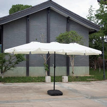 GYYDXXFC Patio Umbrella With Base, Table Market Umbrella, Outdoor Sunshade Umbrella, Easy Push Button, For Lawn, Garden, Backyard And Pool(White,Small base)