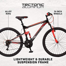 Mongoose Status 2.2 Mountain Bike 26-Inch Wheels 21-Speed Shifters Aluminum Frame Front Suspension Black/Red