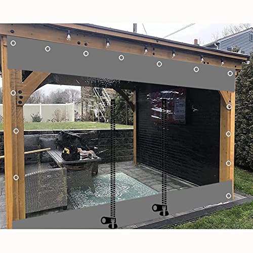 Suwooy Waterproof Clear Tarp Curtains,Outdoor PVC Transparent Tarpaulin Side Panels,with Zip,Pergola Patio Porch Gazebo Weatherproof Partition Curtains,with Eyelets,Customizable,L×H-7×3m(23 * 9.8ft)