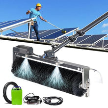 SDdPulse Outdoor Solar Panel Cleaning Kit, 60cm Rotating Brush with Telescopic Pole & 10m Hose, 2 Power Supply Options, 3.5m/11.4ft Battery Version, Ideal for Efficient