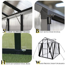 Vigo Huseeo 7.8FT High Polycarbonate Greenhouse with Roof Vent and Wind Protection Black