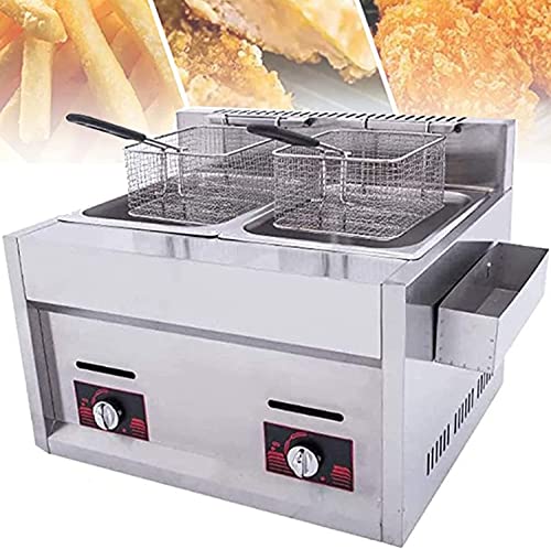 EliteBloom Commercial Gas Fryer, Stainless Steel Countertop Fryer for Fish French Fries Turkey Adjustable Firepower, Large Capacity Professional Grade,