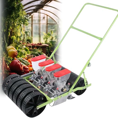 Adjustable Manual Vegetable Planter Seeder, Hand-Push Garden Tool for Sweet Corn, Radishes, Carrots - Customizable Row & Plant Spacing(Line 4)