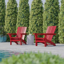 Flash Furniture HDPE Adirondack Chair with Cup Holder, Red, 2-Pack