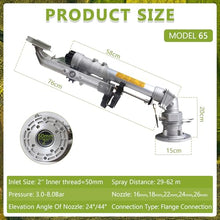 BANGBANGJI 360° Fully Rotating Impulse Impact Sprinkler, Large Area Irrigation Watering Spray Gun, with Nozzle Set, Extended Coverage, for Farms, Orchards, Seedlings, Wheat, Lawn Model65+1.5mBracket