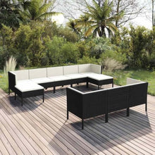 10 Piece Patio Lounge Set with Cushions, PE Rattan Outdoor Furniture