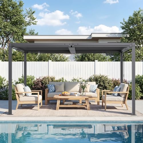 SAILARY Louvered Pergola 10' x 13', Outdoor Aluminum Pergola, Gray